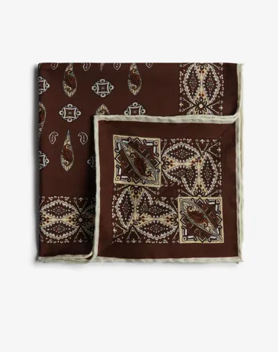 Dunhill Silk Teardrop Paisley Printed Pocket Square In Brown