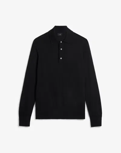 Dunhill Superfine Cashmere Long Sleeve Polo In Black