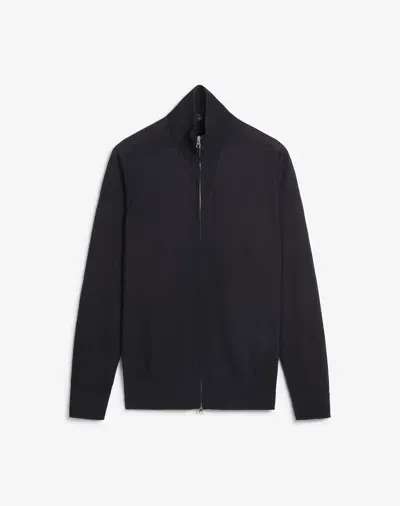 Dunhill Superfine Cashmere Zip Through Jumper In Blue