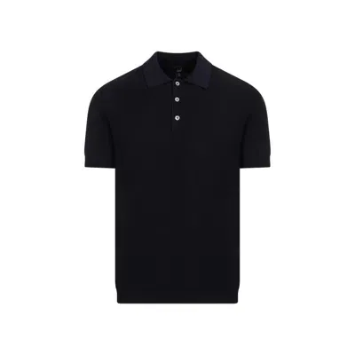 Dunhill Logo Cotton Polo In Black