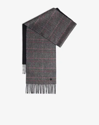 Dunhill Wool Cashmere Double Face Prince Of Wales Check Scarf In Black