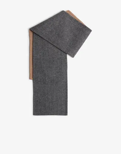 Dunhill Wool Herringbone Double Face Scarf In Gray