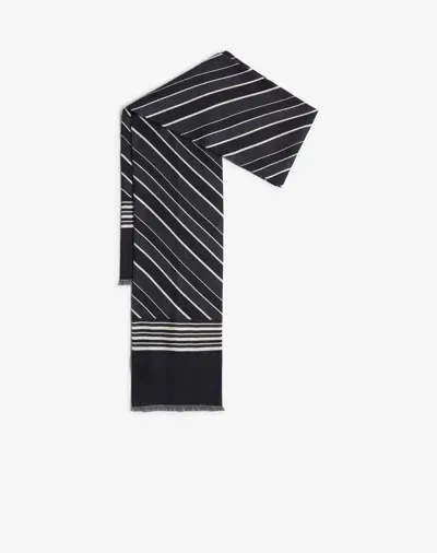 Dunhill Wool Silk Jacquard Printed Tubular Scarf In Black