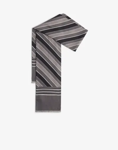 Dunhill Wool Silk Jacquard Printed Tubular Scarf In Gray