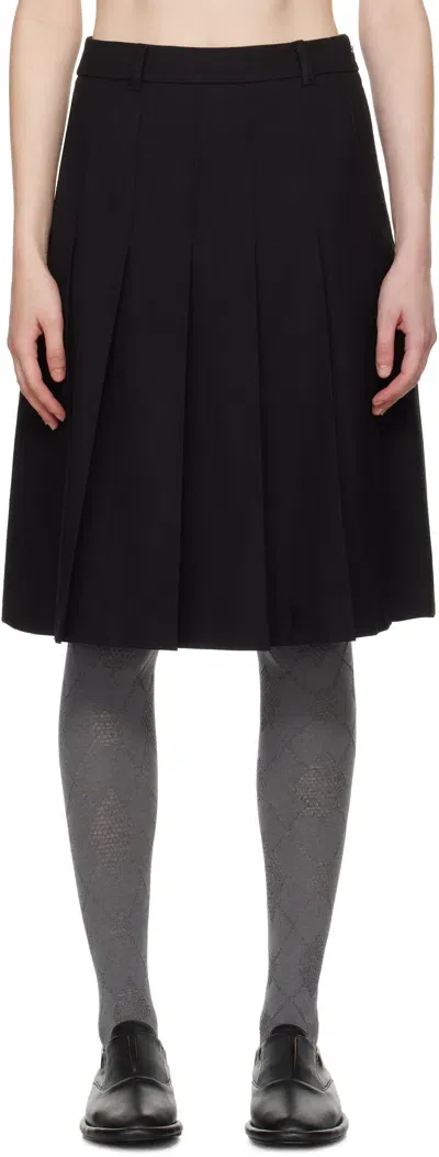 Dunst Black Flannel Pleats Midi Skirt