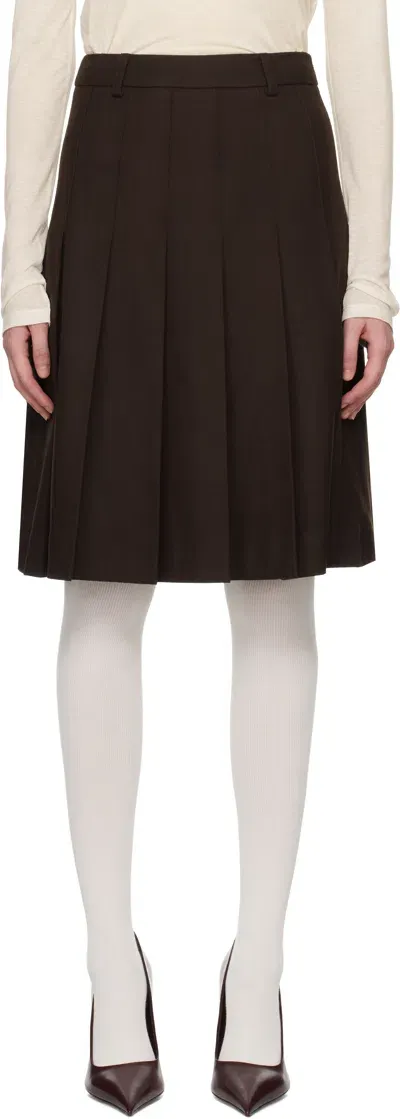 Dunst Brown Flannel Pleats Midi Skirt