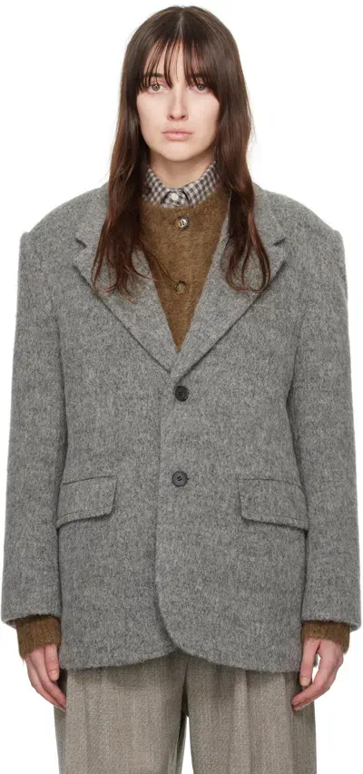 Dunst Gray Blazer Coat In Melange Grey