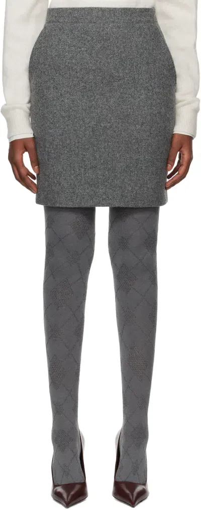 Dunst Gray H-line Midi Skirt In Melange Grey