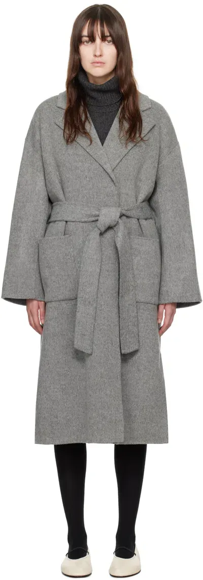 Dunst Gray Handmade Robe Coat In Melange Grey