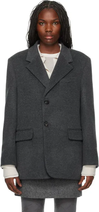 Dunst Gray Layered Heavy Wool Blazer In Charcoal Grey/ Blk