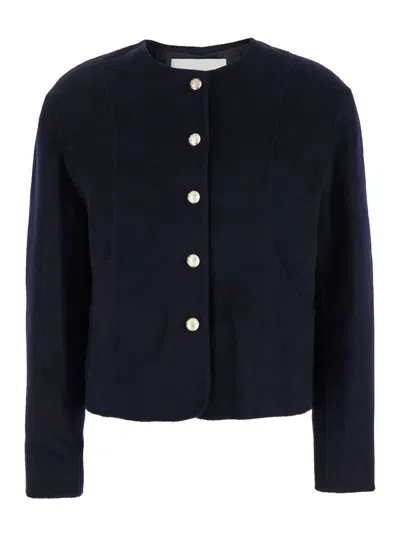 Dunst Handmade Cashmere Collarless Jacket In Black