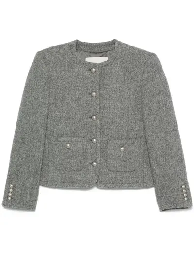 Dunst Mélange-effect Tweed Jacket In Grey