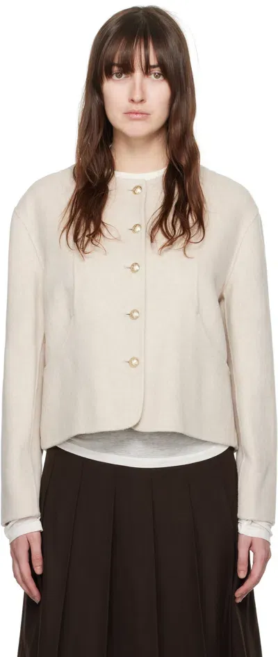 Dunst Off-white Handmade Collarless Jacket In Cream Beige