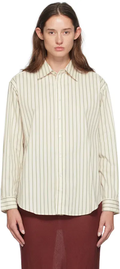 Dunst Off-white Informal Shirt In Soft Beige Stripe