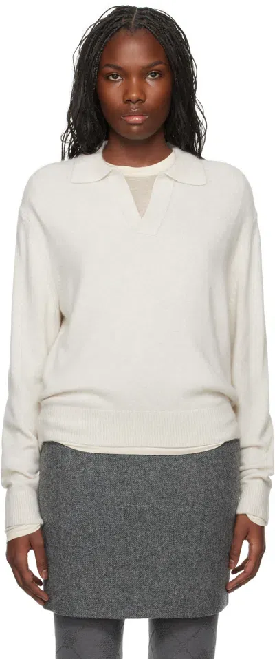 Dunst Off-white Open Collar Sweater In Ivory