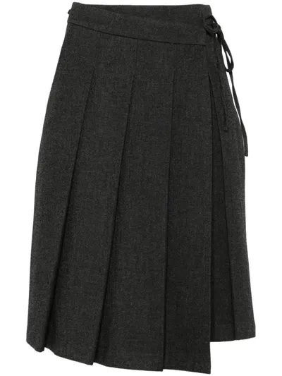 Dunst Pleated Wrap Skirt In Grey