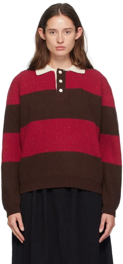 Dunst Red & Brown Chunky Polo In Red/ Brown