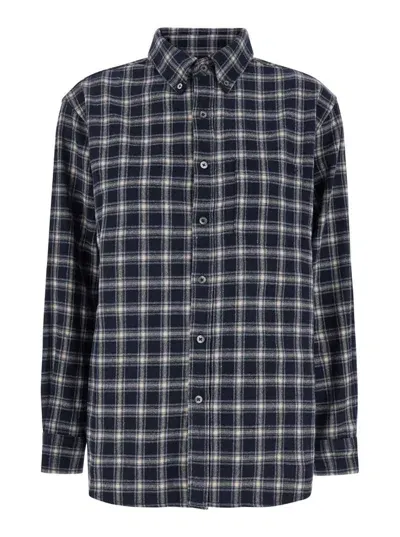 Dunst Unisex Check Flannel Shirt In Blue