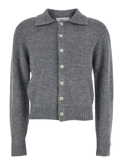 Dunst Unisex Polo Knit Cardigan In 麻灰色