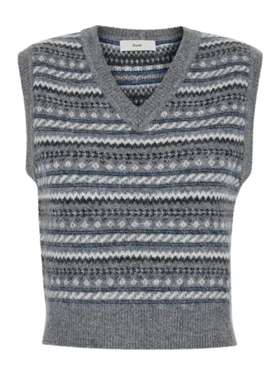 Dunst Unisex Patterned Knit Vest In 麻灰色