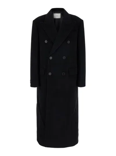 Dunst Unisex Tailored Double-breasted Wool Coat In Black