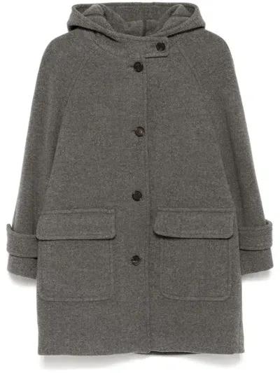 Dunst Wool Hooded Coat In Grey