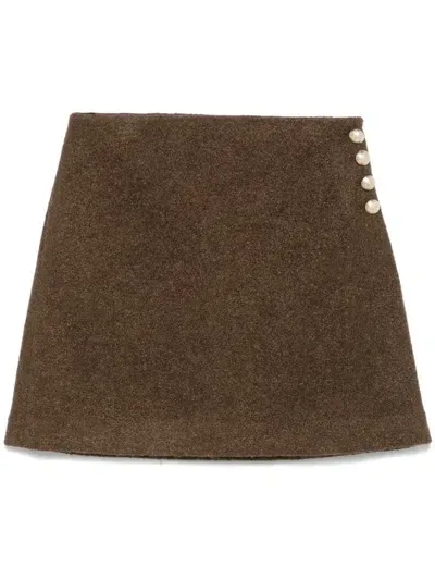 Dunst Wool Mini Skirt In Brown