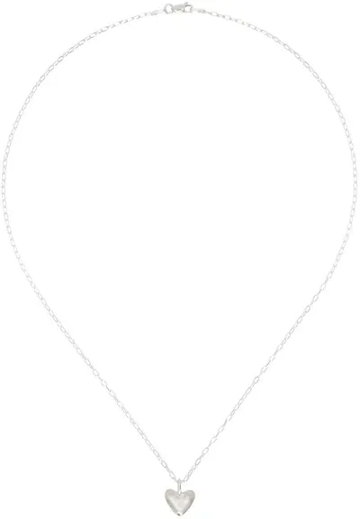 Dunton Ellerkamp Silver Diminutive American Folk Heart Pendant Necklace In Sterling Silver