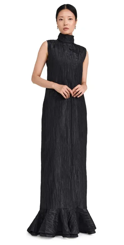 Dur Doux Black Crinkle Taffeta Gown Black