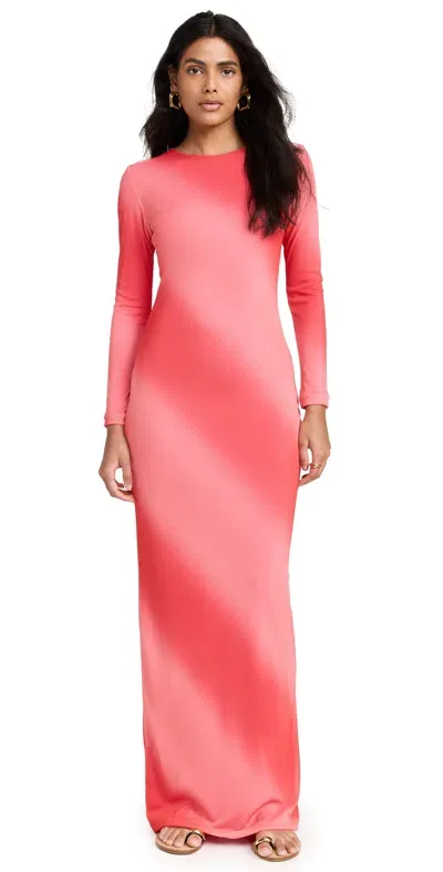 Dur Doux Coral Ombre Mesh Maxi Dress Coral/pink