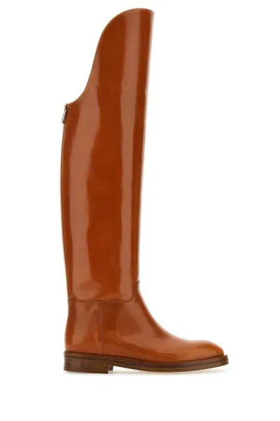 Durazzi Milano Caramel Leather Equestran Boots In Brown