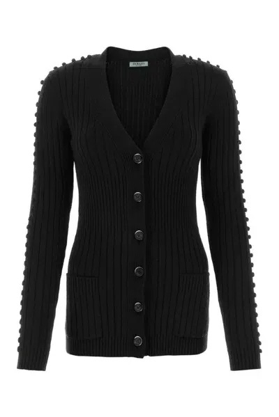 Durazzi Milano V-neck Wool Cardigan In Black