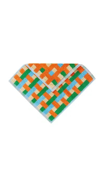 Dusen Dusen Blue Weave Washcloth In Orange