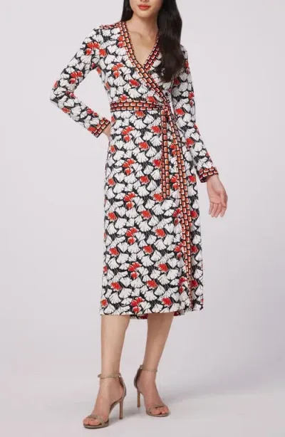 Dvf Dancia Floral Print Wrap Dress In Vtg Gingko Rd Blocks Str Rd Ty