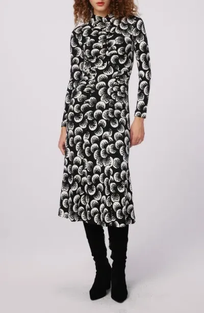 Dvf Emanuelle Print Mock Neck Midi Dress In Moon Landing Lg