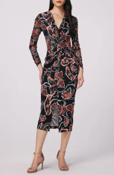 Dvf Hades Floral Long Sleeve Midi Dress In Flutterfly Med/flutterfly Sm