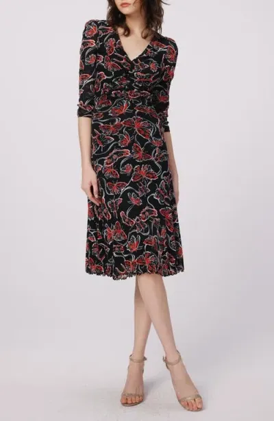 Dvf Ivan Reversible Geo & Floral Print Dress In Flutterfly M/stadium Geo R Sm