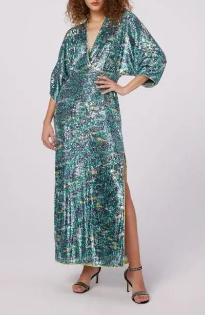 Dvf Jessel Sequin Maxi Dress In Flames