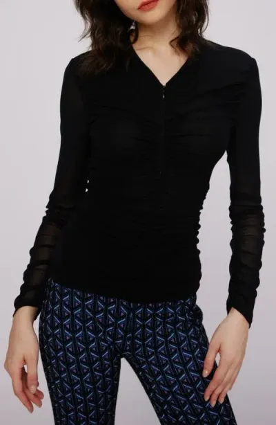 Dvf Julie Long Sleeve Top In Black