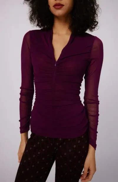 Dvf Julie Long Sleeve Top In Velvet Plum