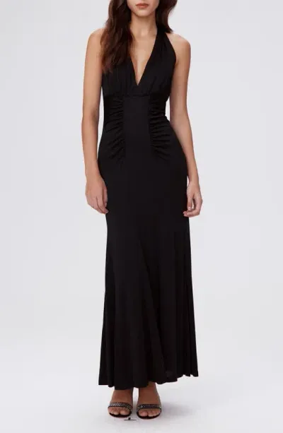 Dvf Makayla Halter Maxi Dress In Black