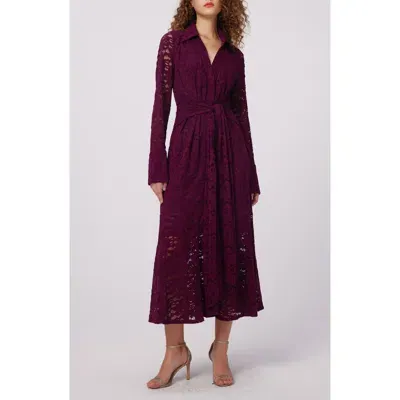 Dvf Regent Long Sleeve Lace Dress In Velvet Plum