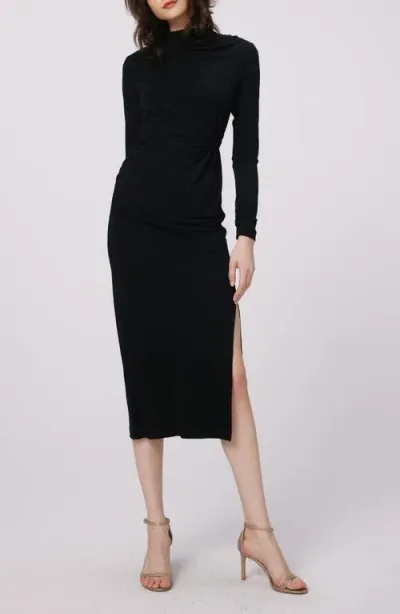 Dvf Sonja Long Sleeve Midi Dress In Black