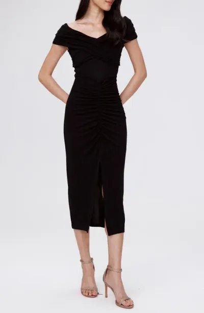 Dvf Stephen Portrait Neck Midi Dress In Black