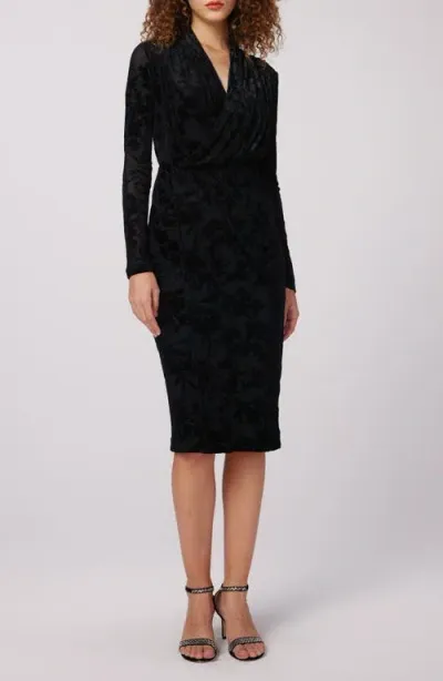 Dvf Tamra Long Sleeve Velvet Dress In Black