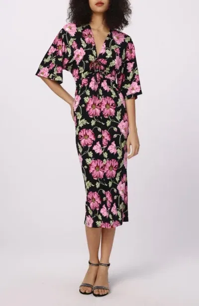 Dvf Valerie Floral Knit Midi Dress In Hendrix Floral Pink Med