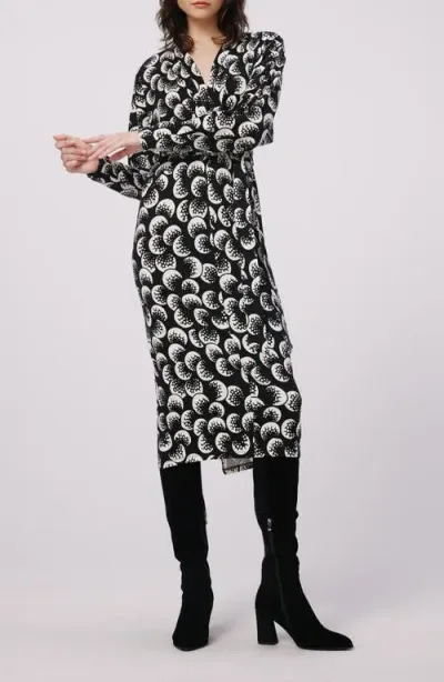 Dvf Zidane Abstract Print Long Sleeve Dress In Moon Landing Lg