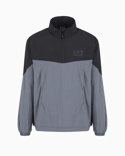 Ea7 Athletic Colour Block Technical-fabric Oversized Jacket In Gray