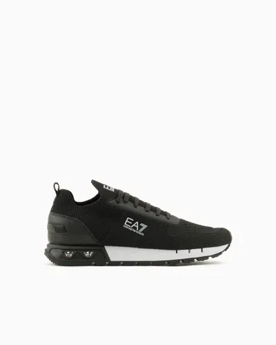 Ea7 Legacy Knitted Sneakers In Two-tone