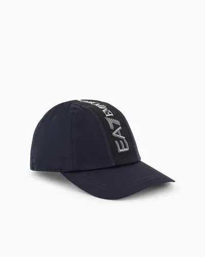 Ea7 Cotton Baseball Cap With Logo Tape In Blue